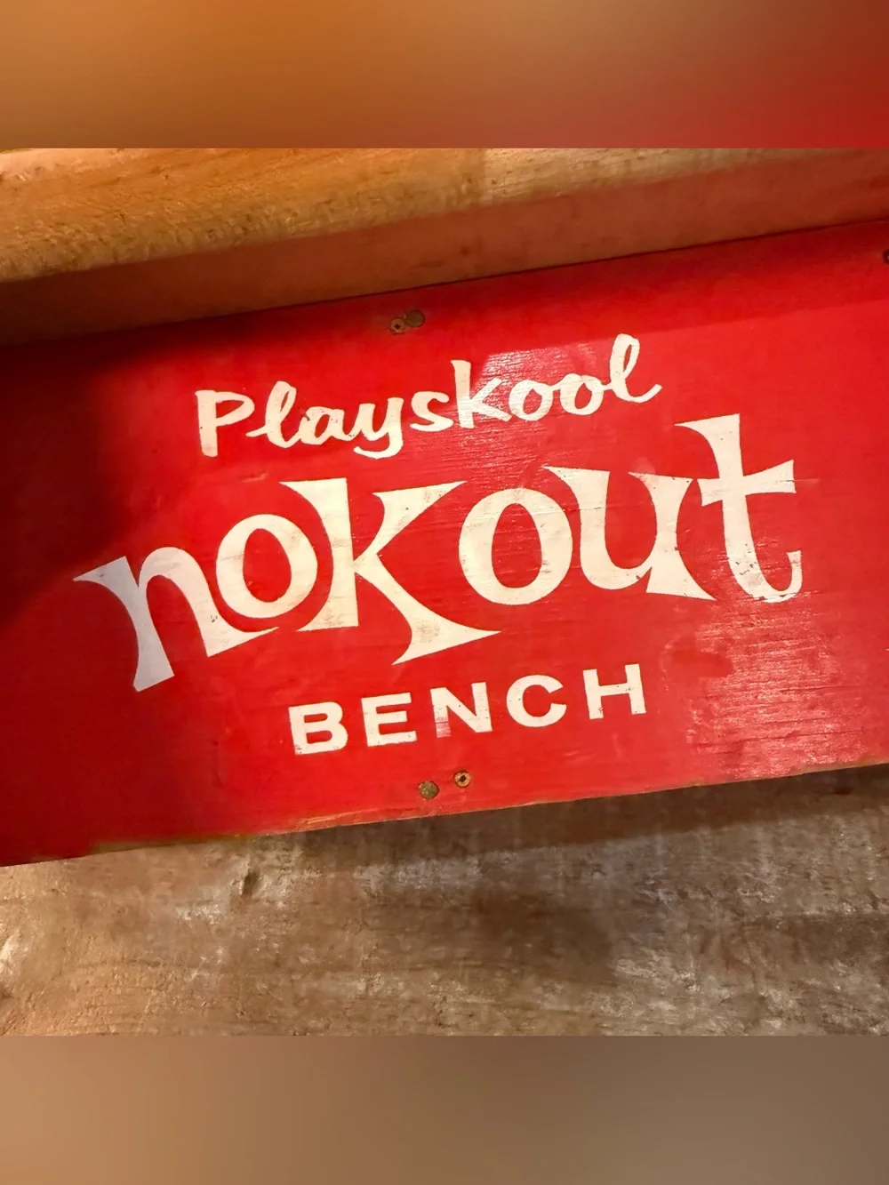 Vintage Playskool Nok Out Bench Wooden Childs Toy Pegs & Hammer Mallet